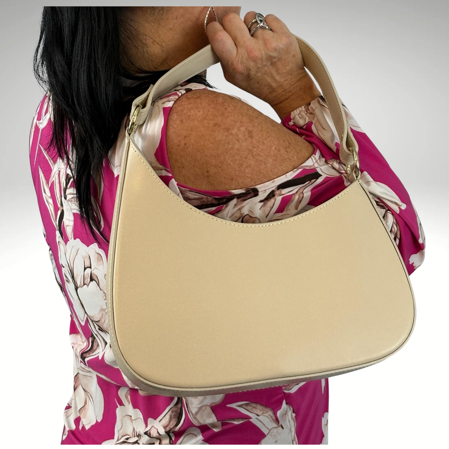 Luna Leather Hobo Bag - Beige