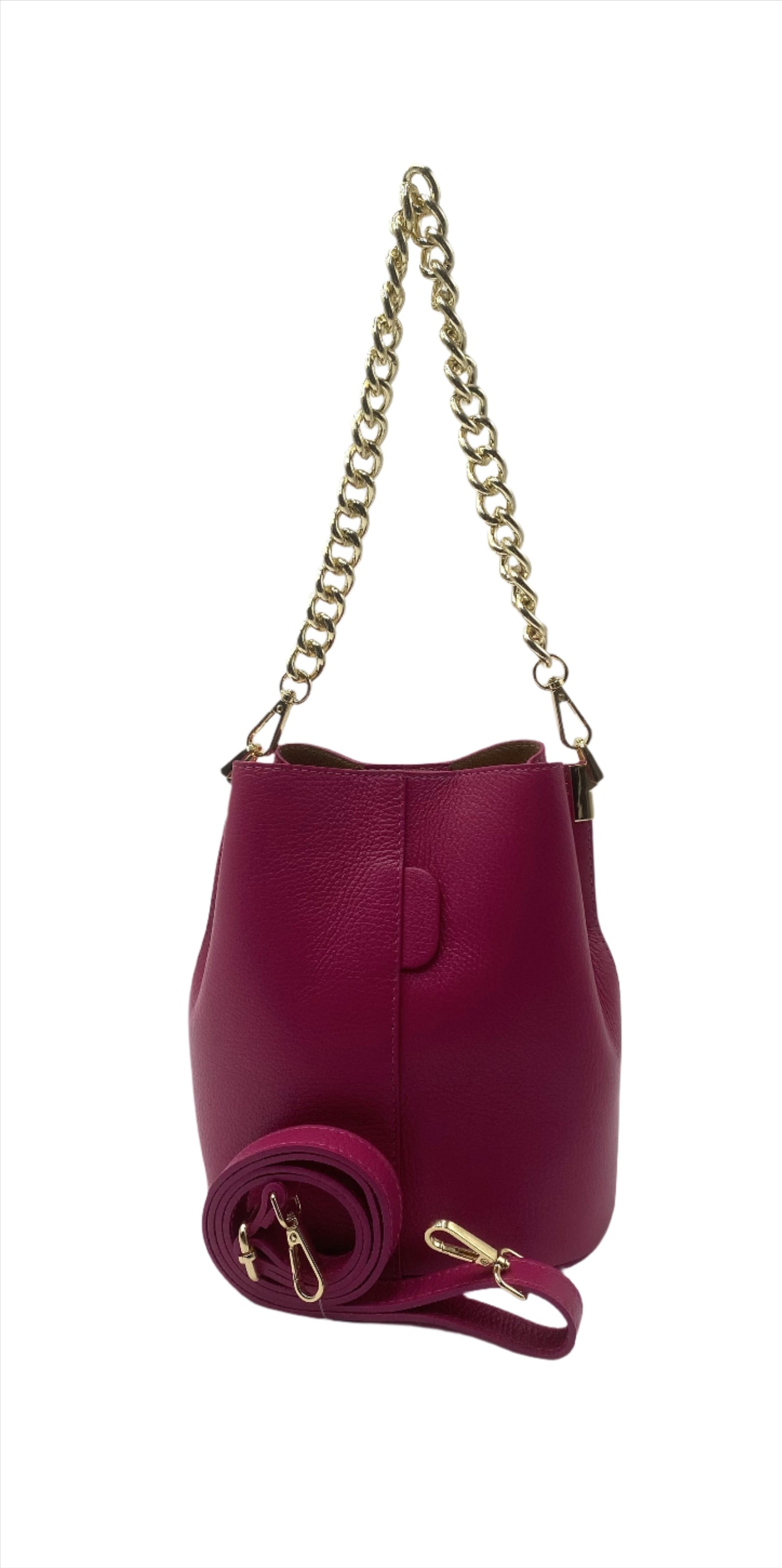 Milana Leather Bucket Bag - Fuchsia