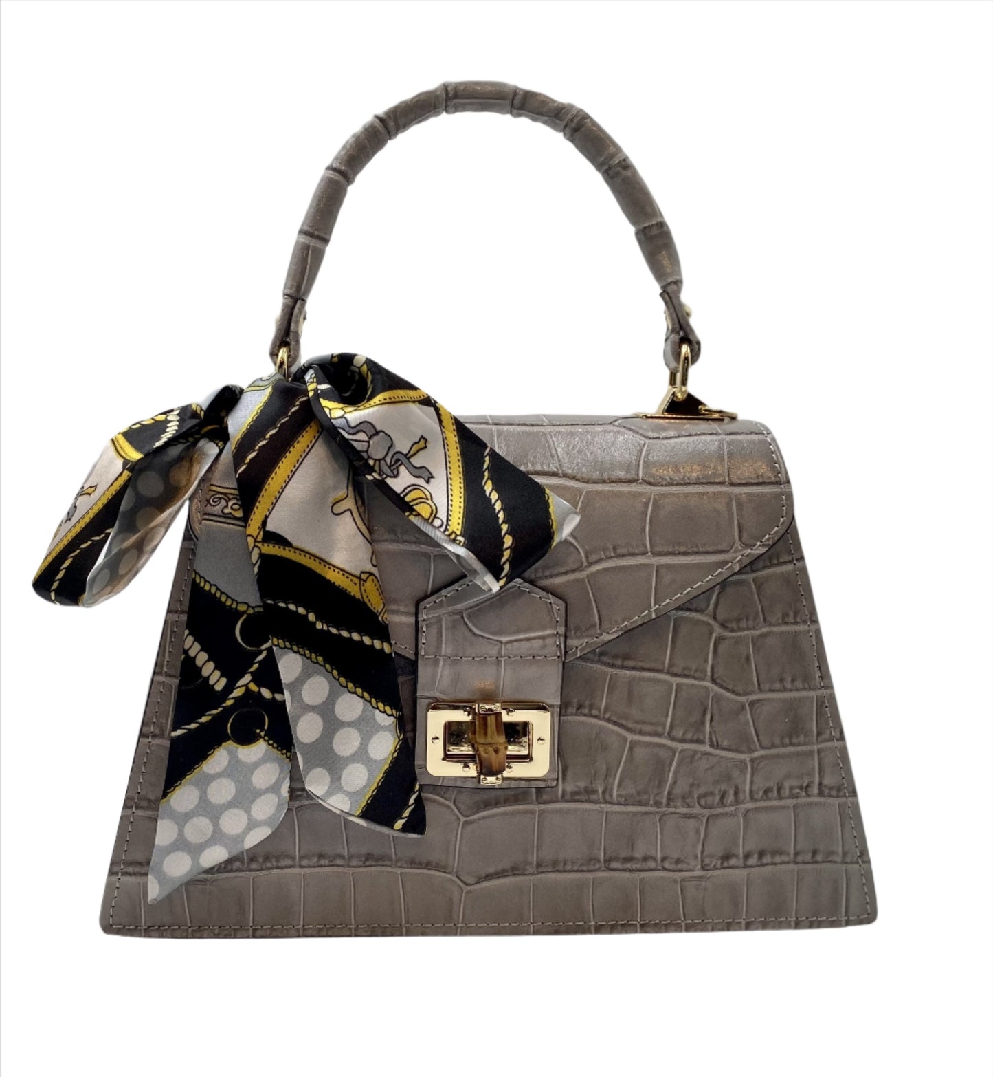 Emma Leather Handbag - Grey