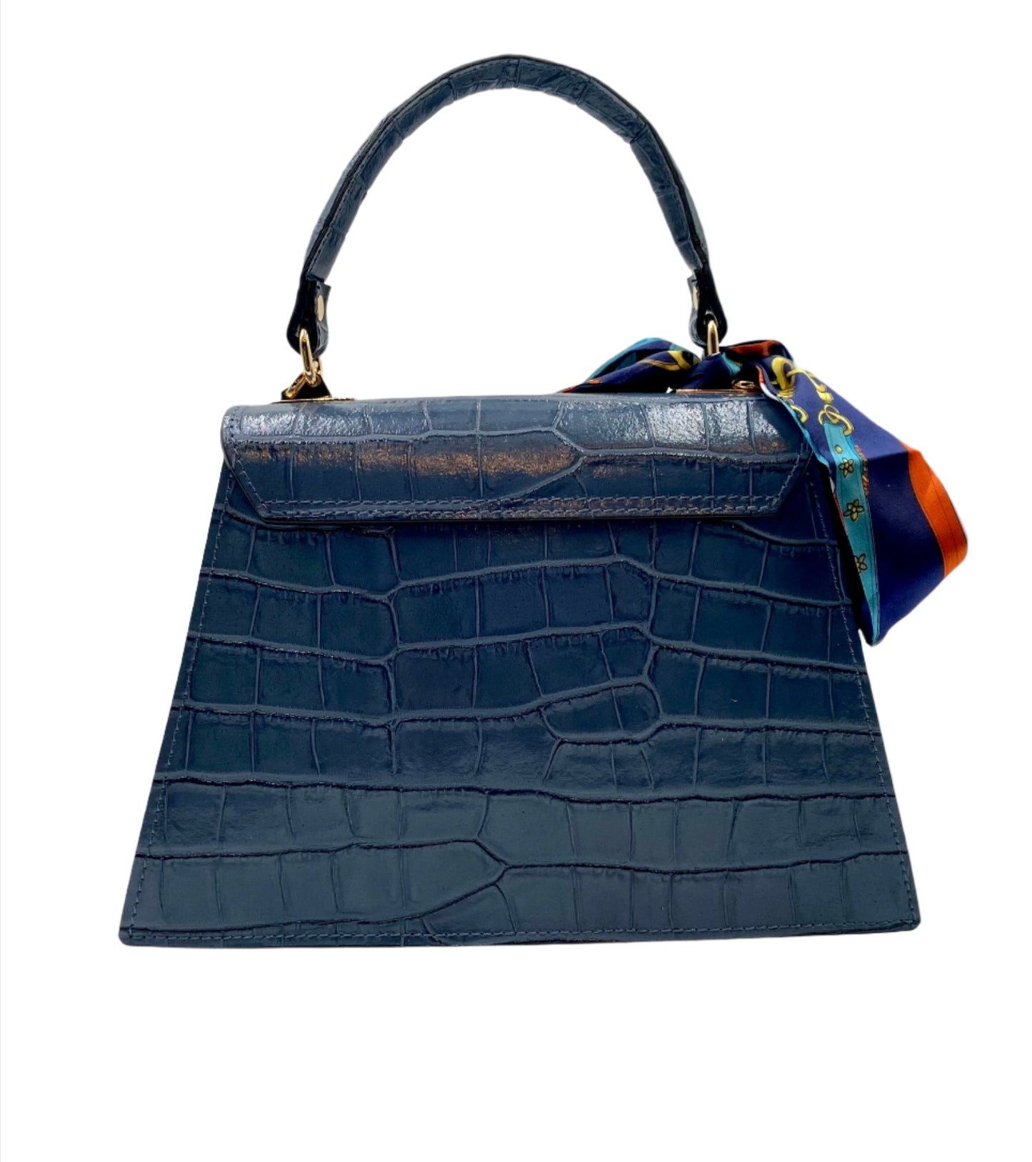 Emma Leather Handbag - Cyan Blue