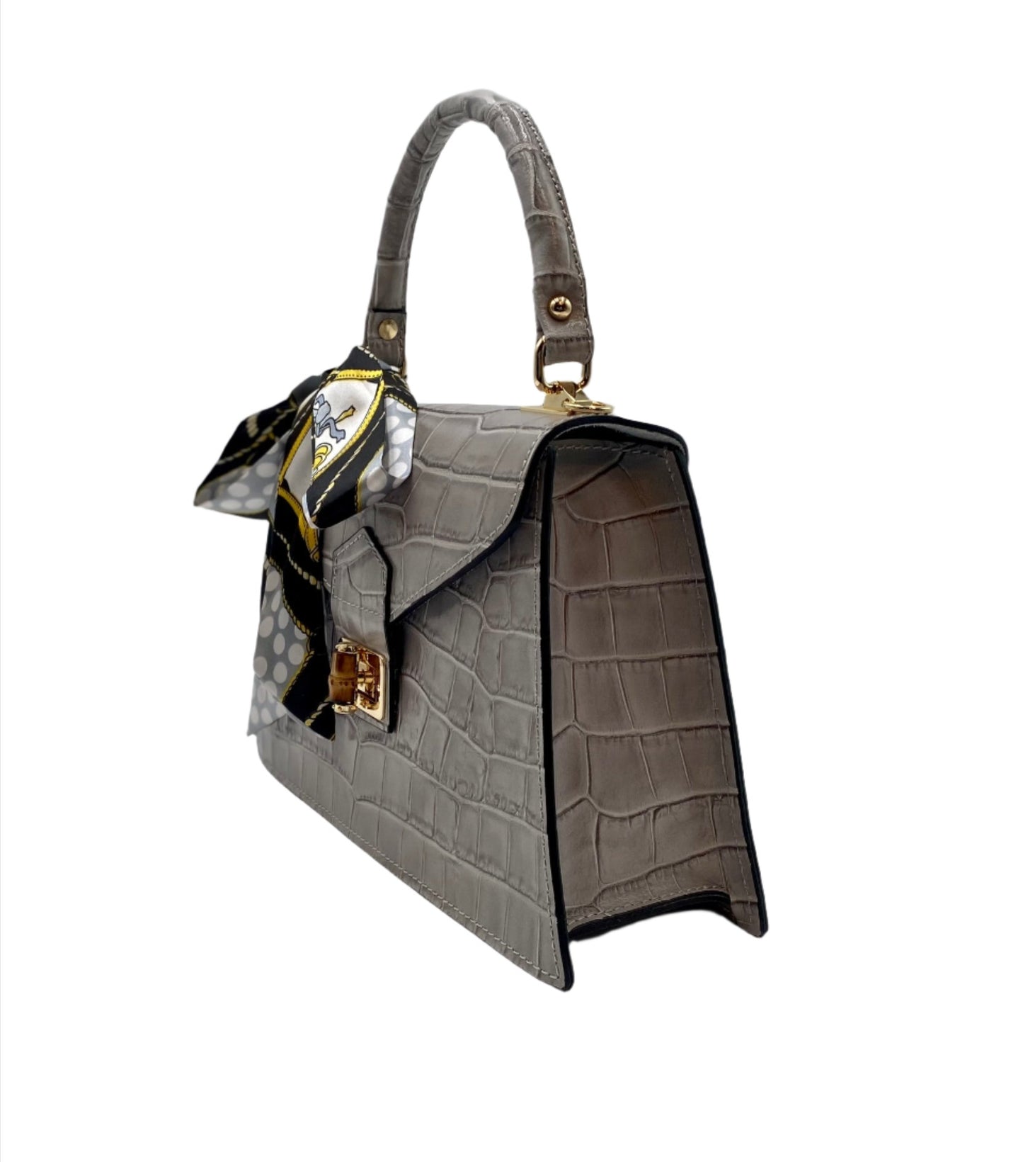 Emma Leather Handbag - Grey