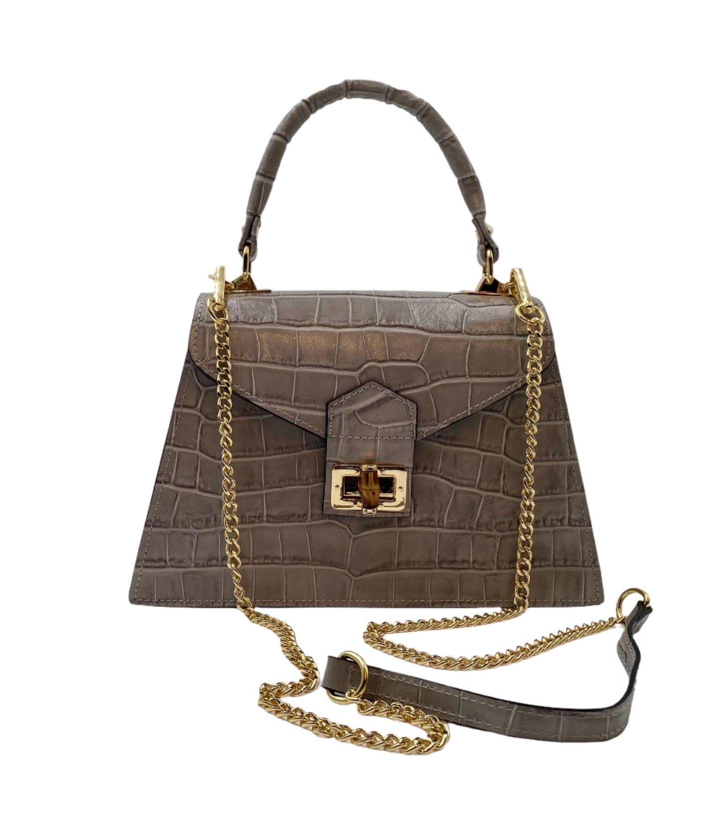 Emma Leather Handbag - Grey