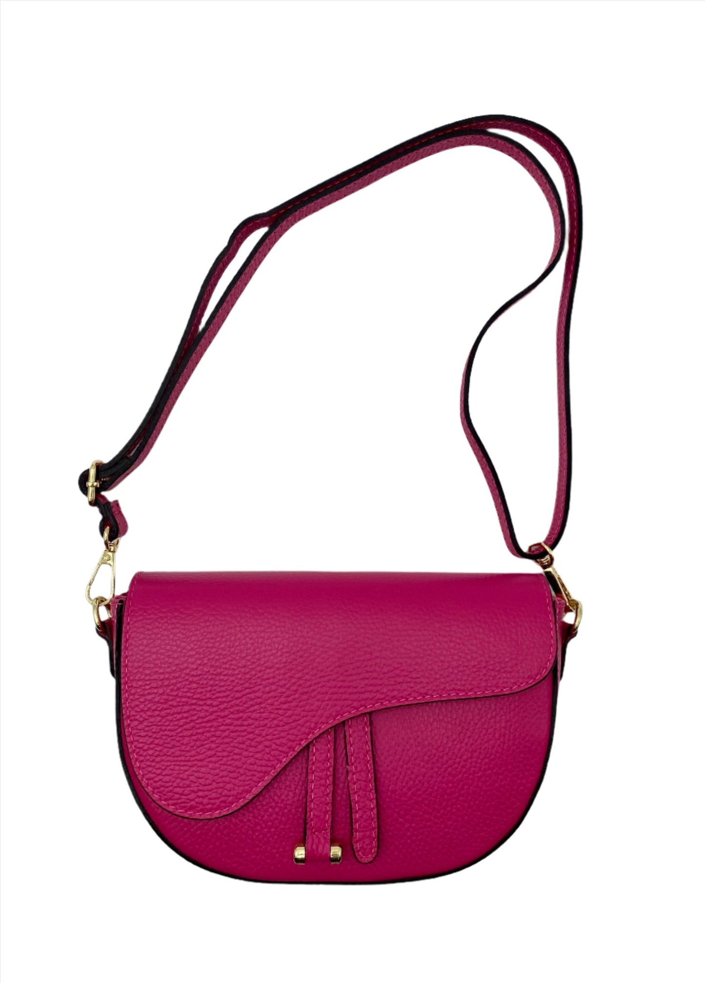 Lilla Leather Crossbody Bag - Fuchsia