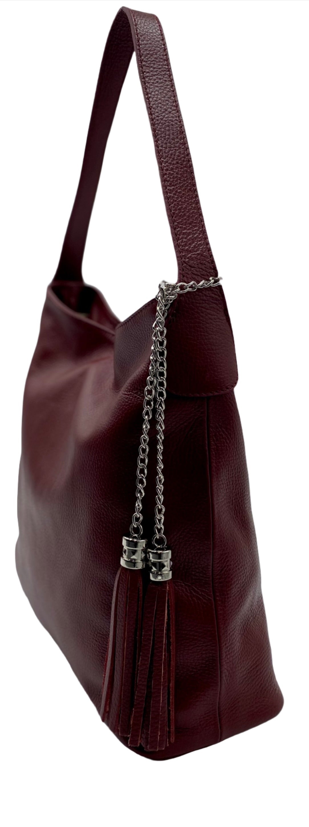 Gianna Leather Shoulder Bag - Burgundy