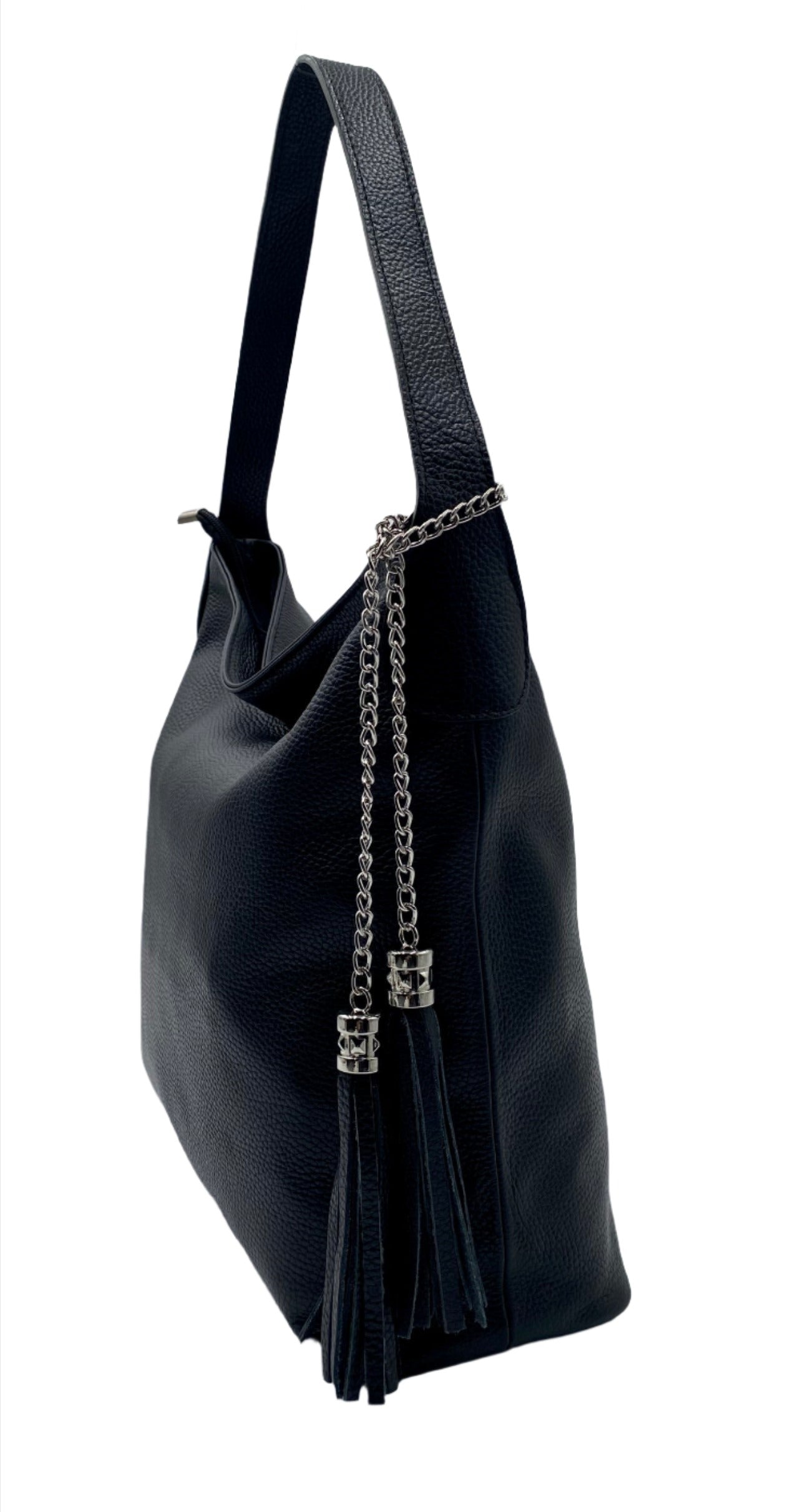 Gianna Leather Shoulder Bag- Black