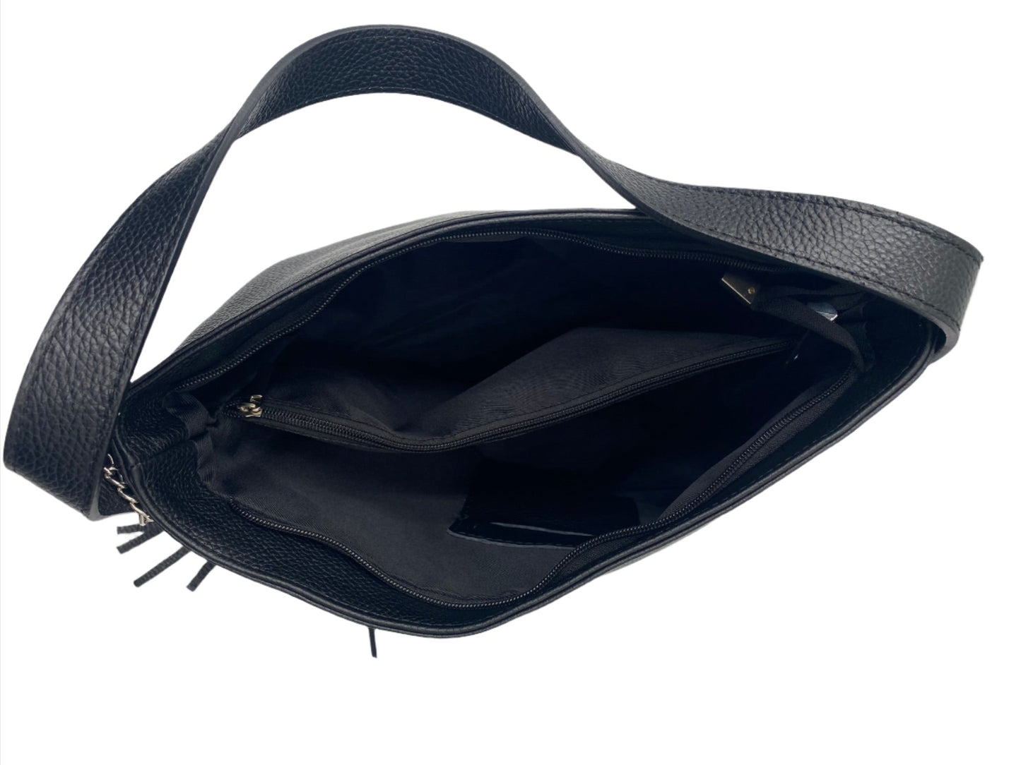 Gianna Leather Shoulder Bag- Black