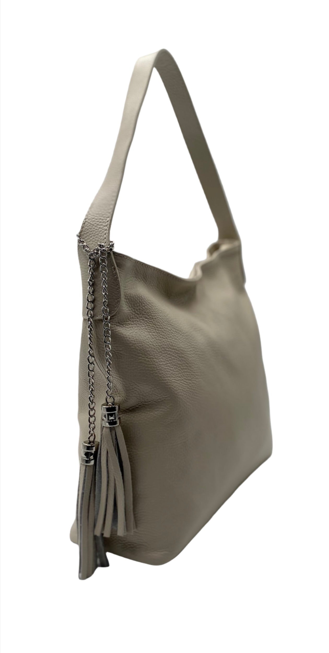 Gianna Leather Shoulder Bag - Beige