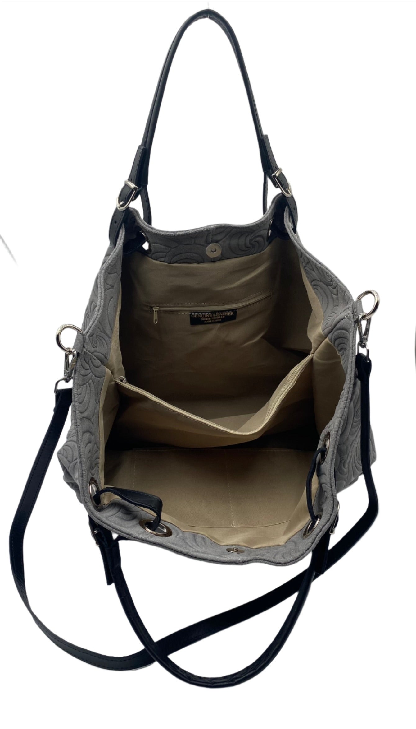 Bella Leather Shoulder Bag - Grey
