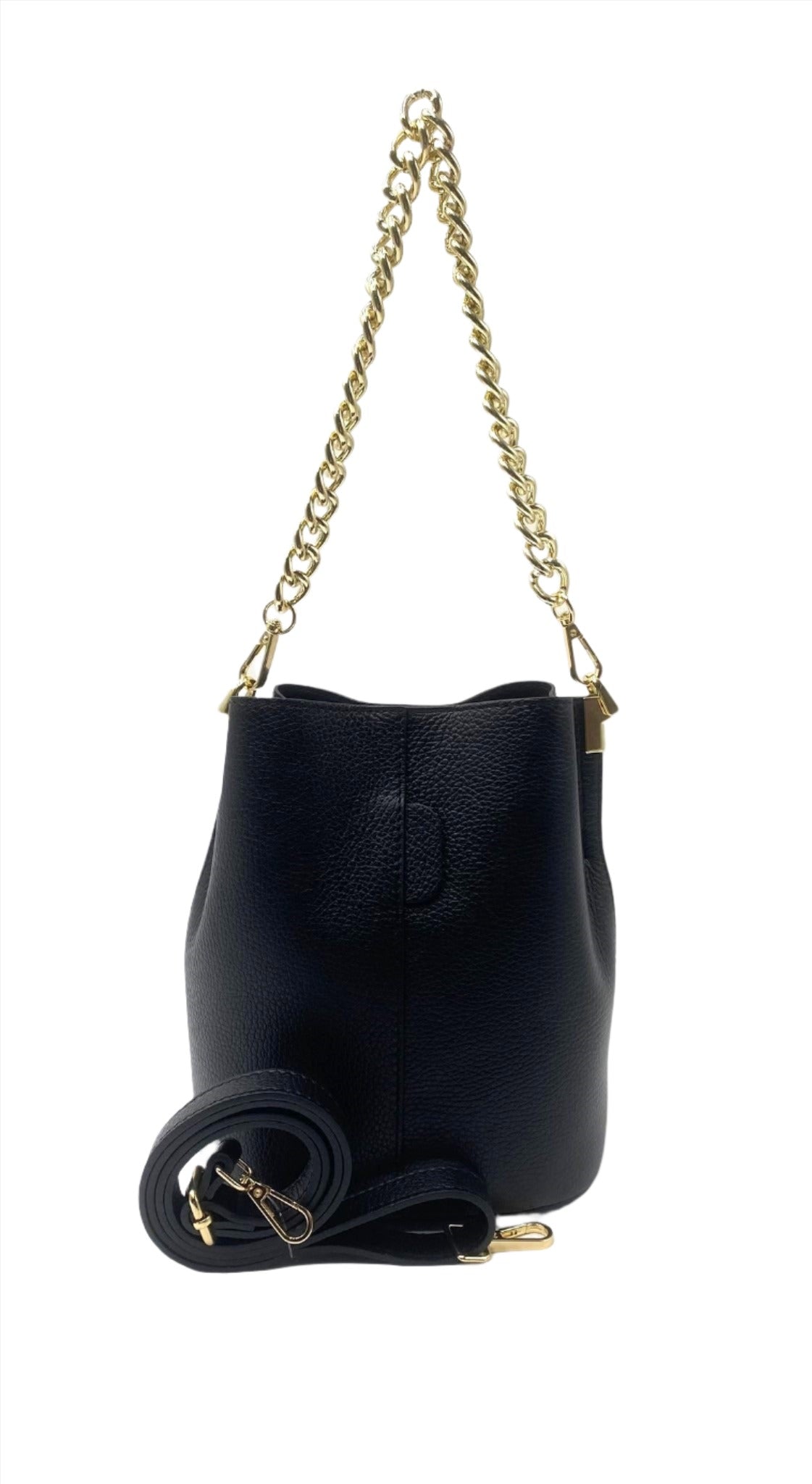 Milana Leather Bucket Bag -Black