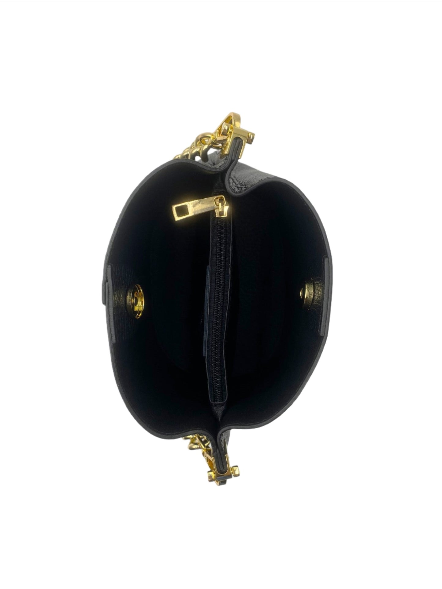 Milana Leather Bucket Bag -Black