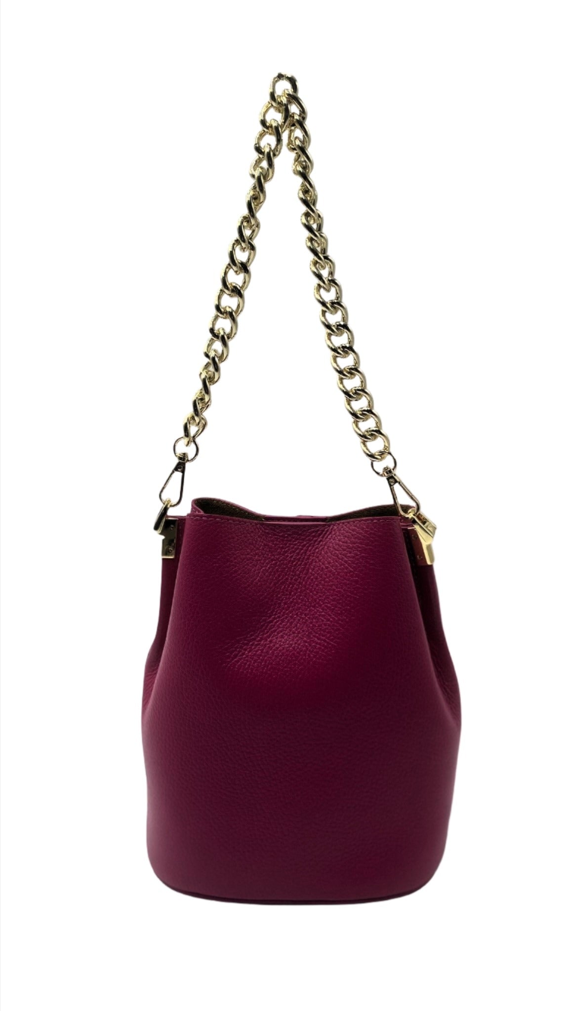 Milana Leather Bucket Bag - Fuchsia