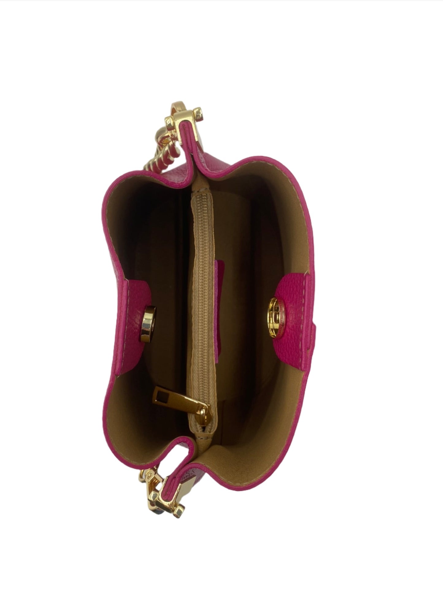 Milana Leather Bucket Bag - Fuchsia