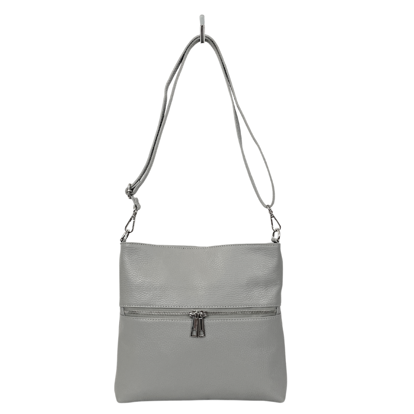 Jossi Italian Leather Shoulder/Crossbody Bag - Grey