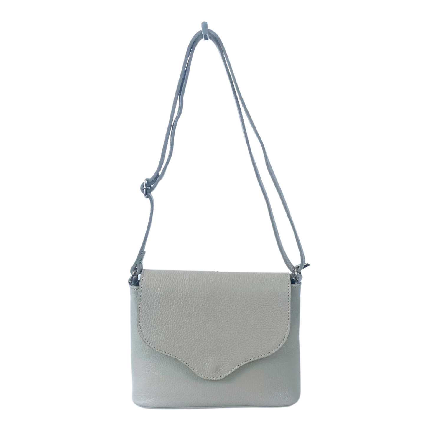 Kaira Italian Leather Shoulder/Crossbody Bag - Light Grey