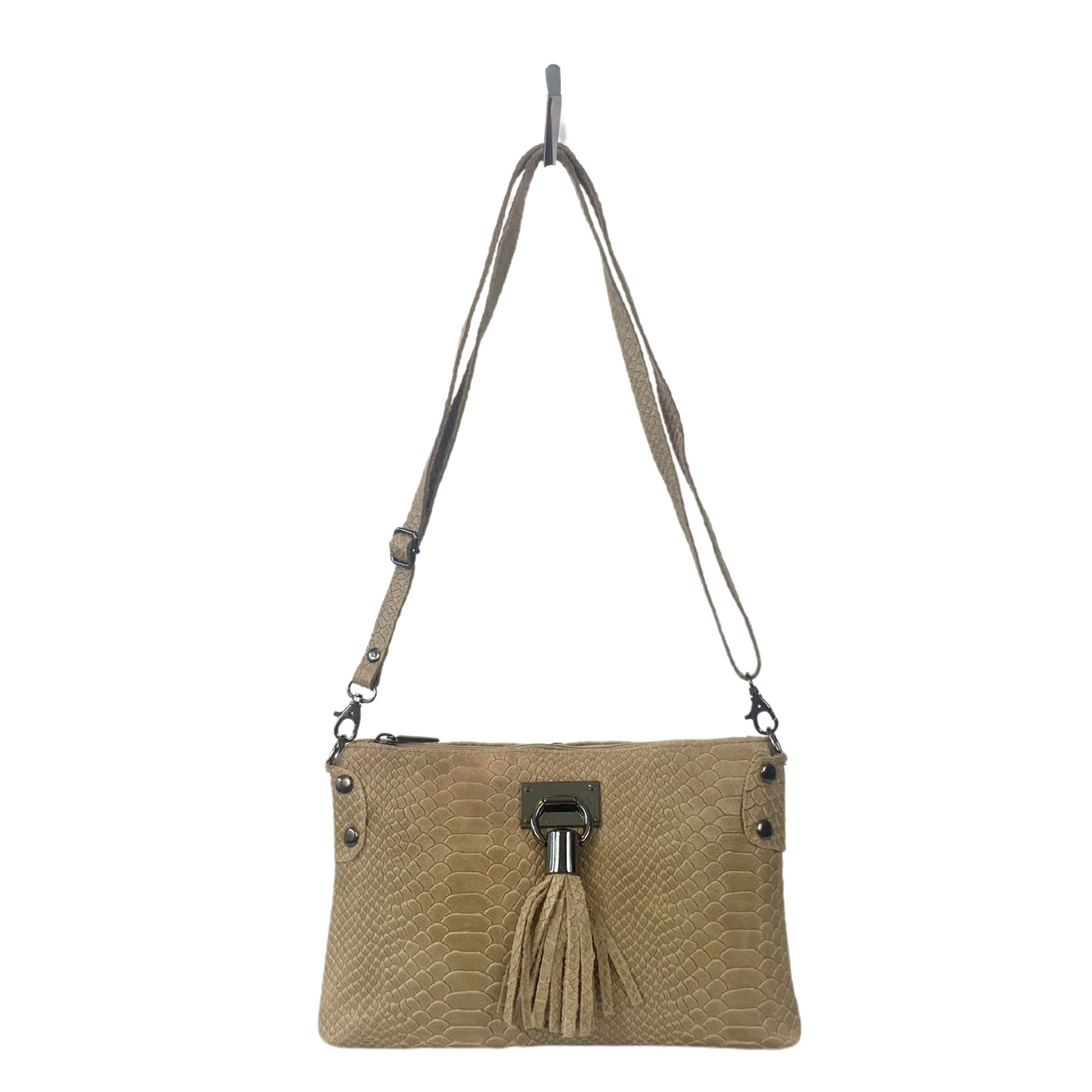 Marissa Italian Leather Shoulder/Crossbody Bag - Taupe