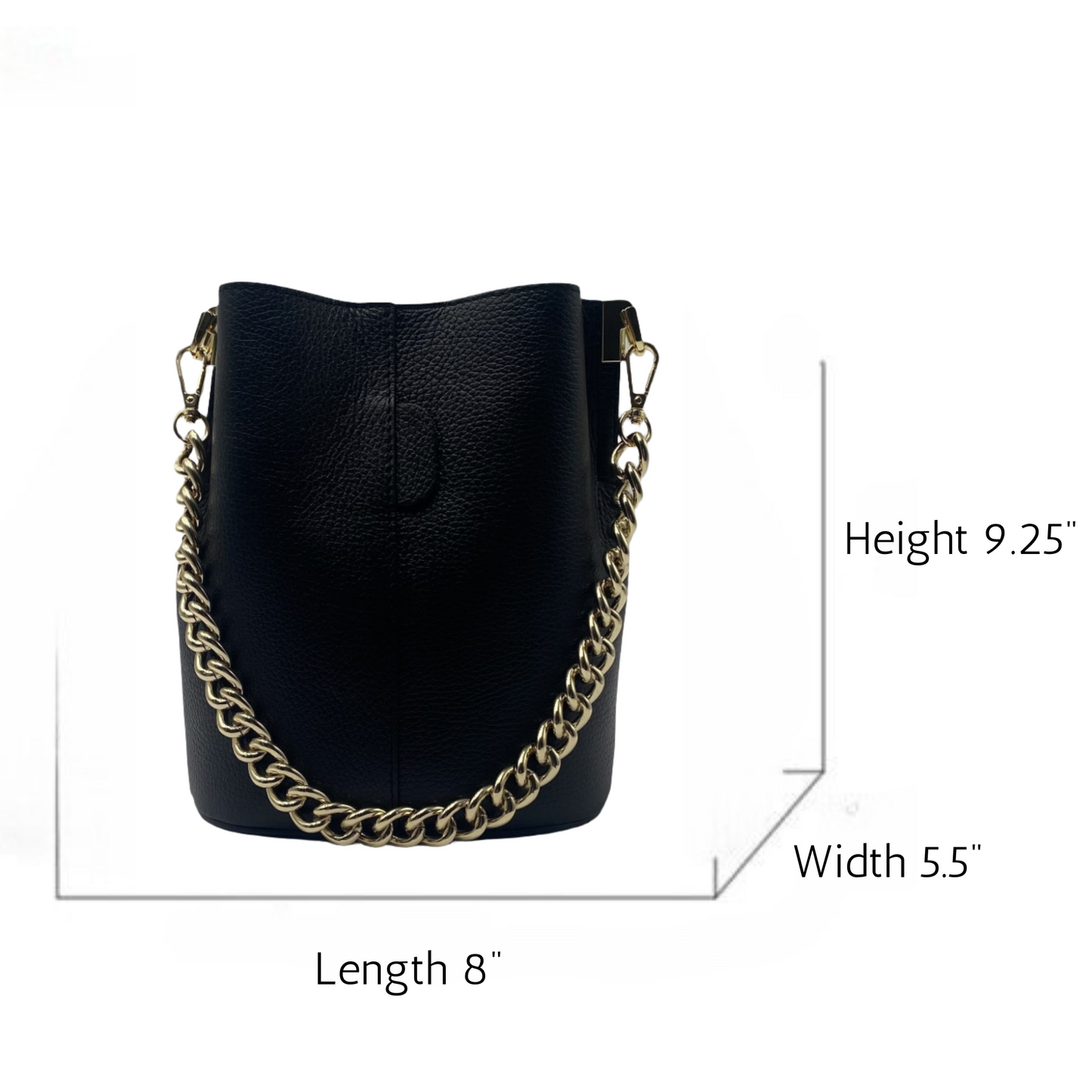 Milana Leather Bucket Bag -Black