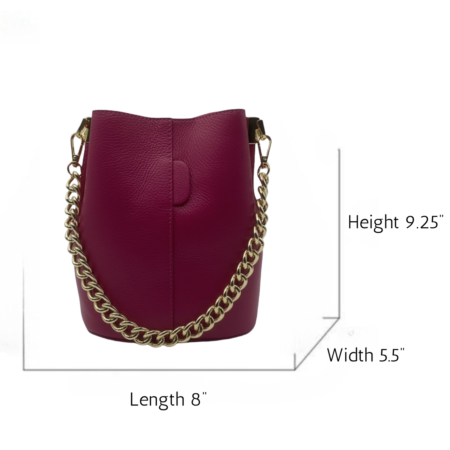 Milana Leather Bucket Bag - Fuchsia