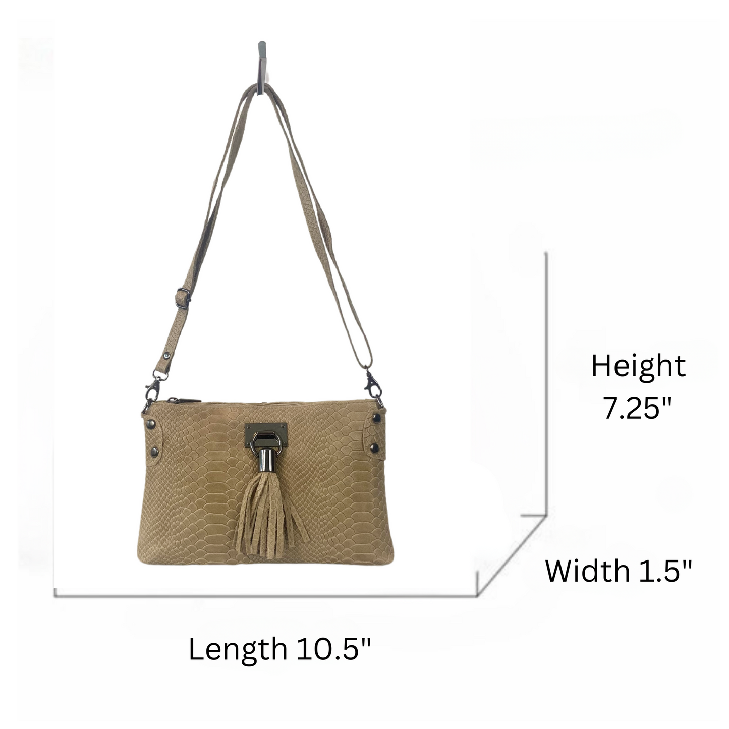 Marissa Italian Leather Shoulder/Crossbody Bag - Taupe