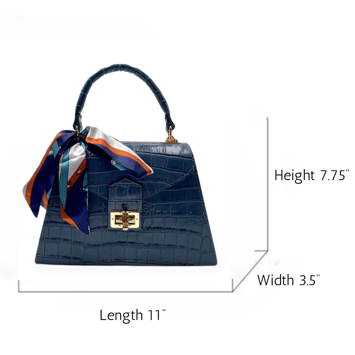 Emma Leather Handbag - Cyan Blue