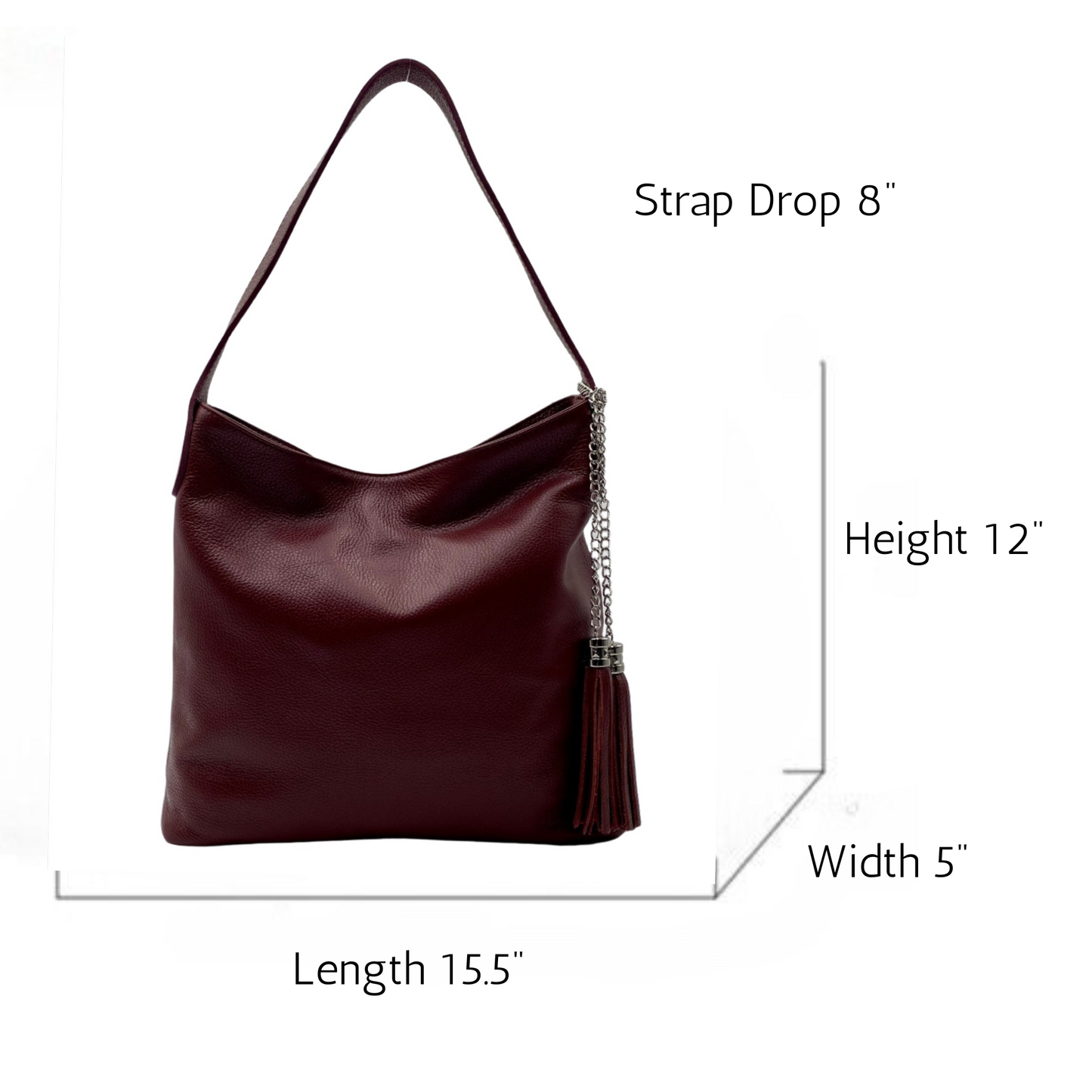 Gianna Leather Shoulder Bag - Burgundy
