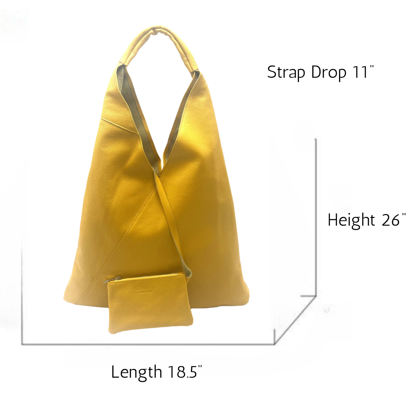 Reanna Leather Triangle Hobo Bag - Yellow