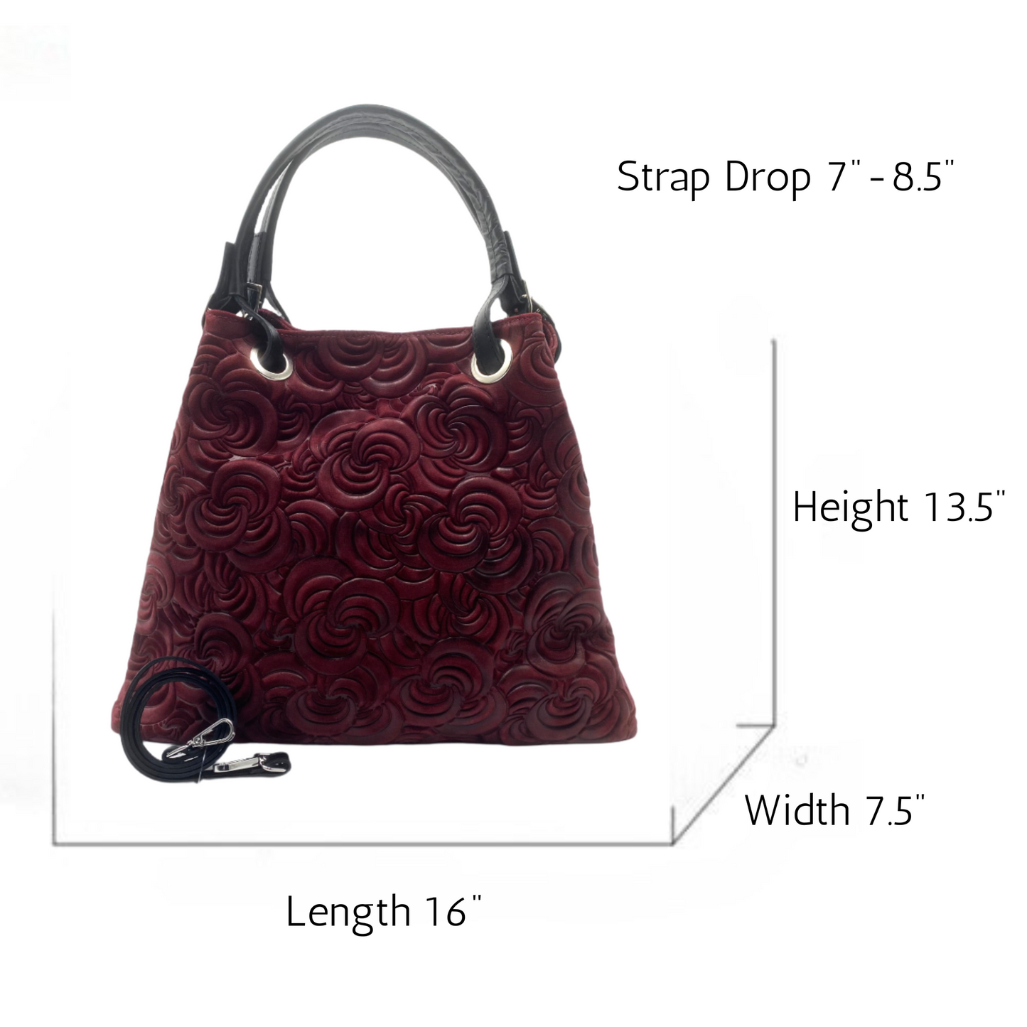 Bella Italian Leather Shoulder Bag - Bordeaux