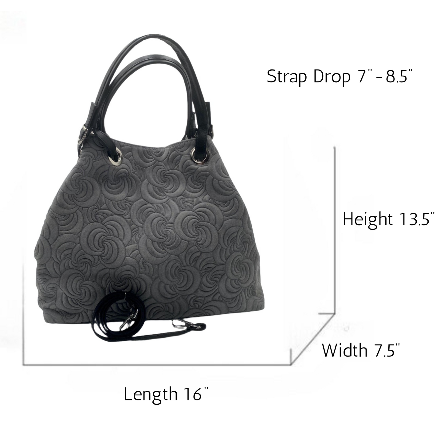 Bella Leather Shoulder Bag - Grey