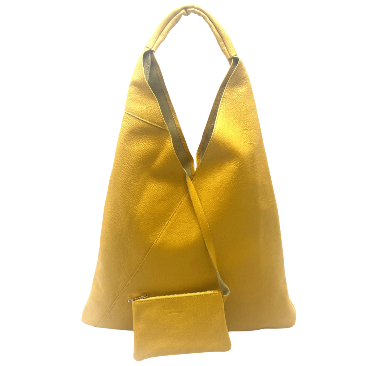 Reanna Leather Triangle Hobo Bag - Yellow