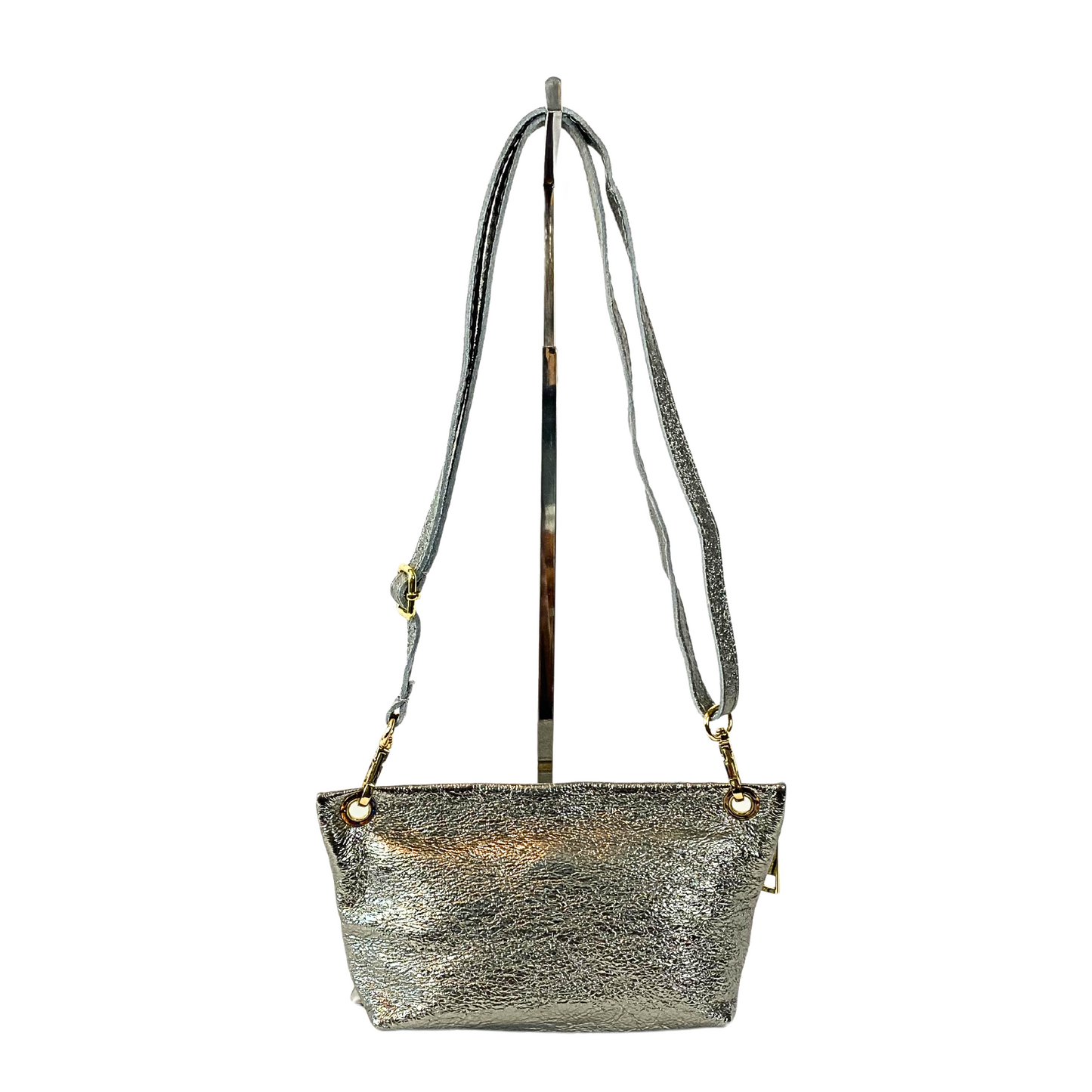 Verona Italian Leather Shoulder/Crossbody Bag - Dark Silver
