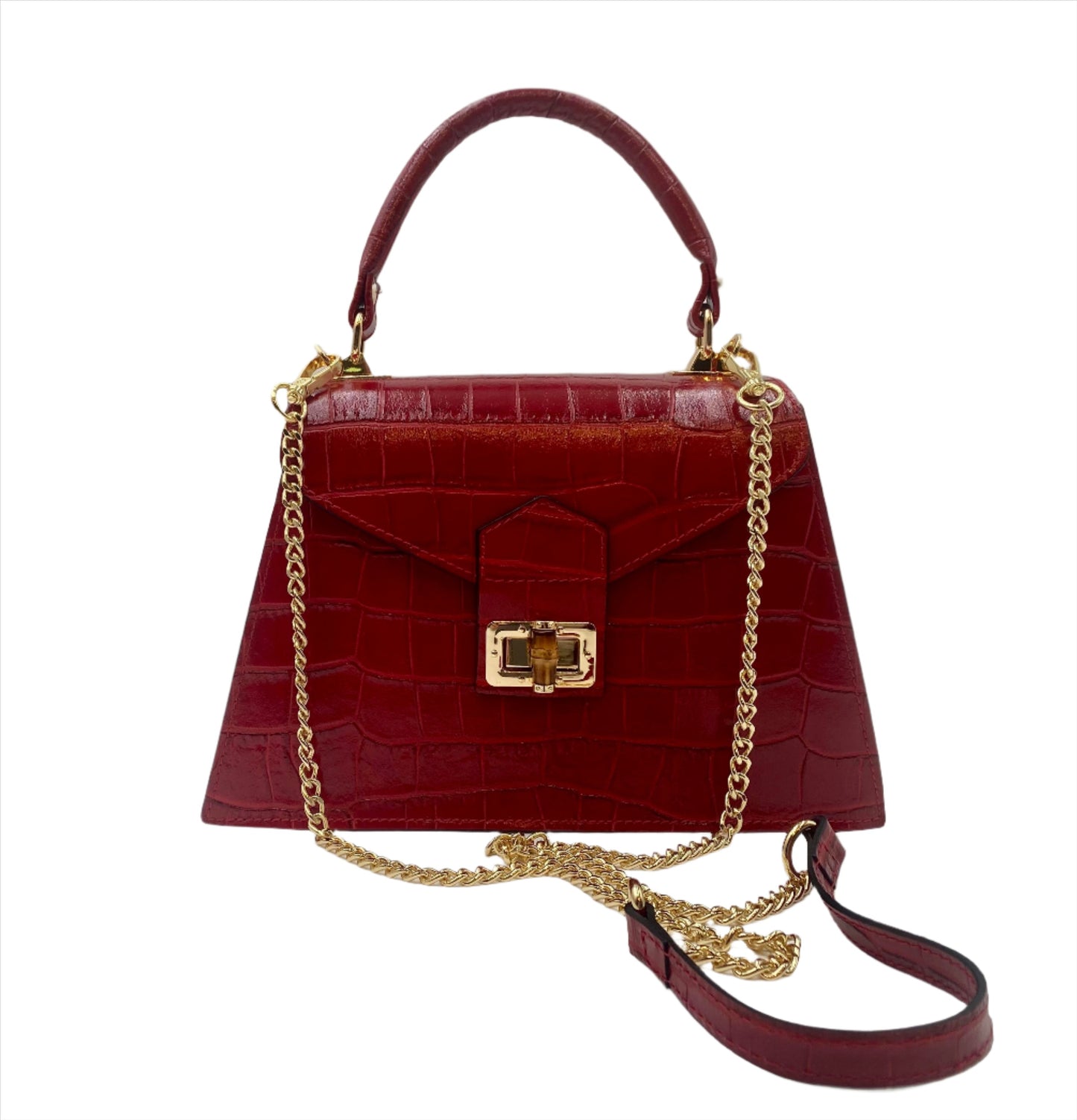 Emma Leather Handbag - Red