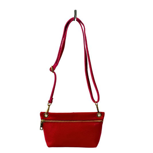Verona Italian Leather Shoulder/Crossbody Bag - Red